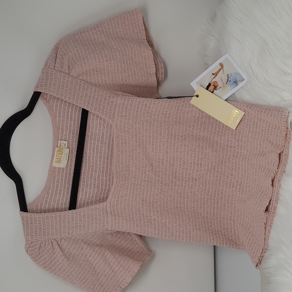 Nation LTD Los Angeles Scarlett Smocked Crinkle Top Women Size XS